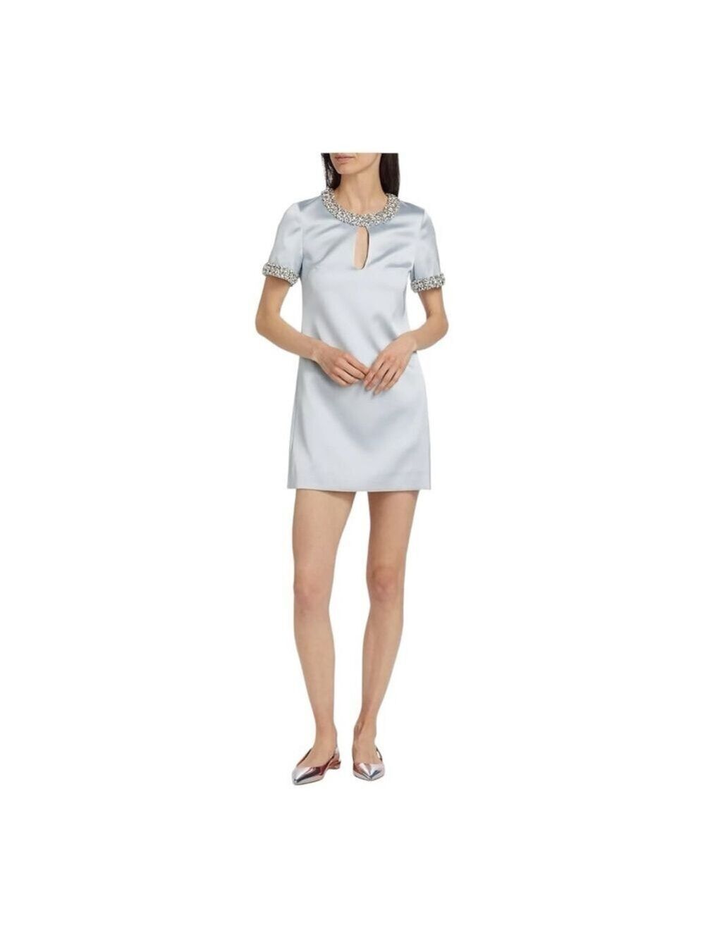 Self-Portrait Dress Blue Embellished Satin Mini Dress Size 8